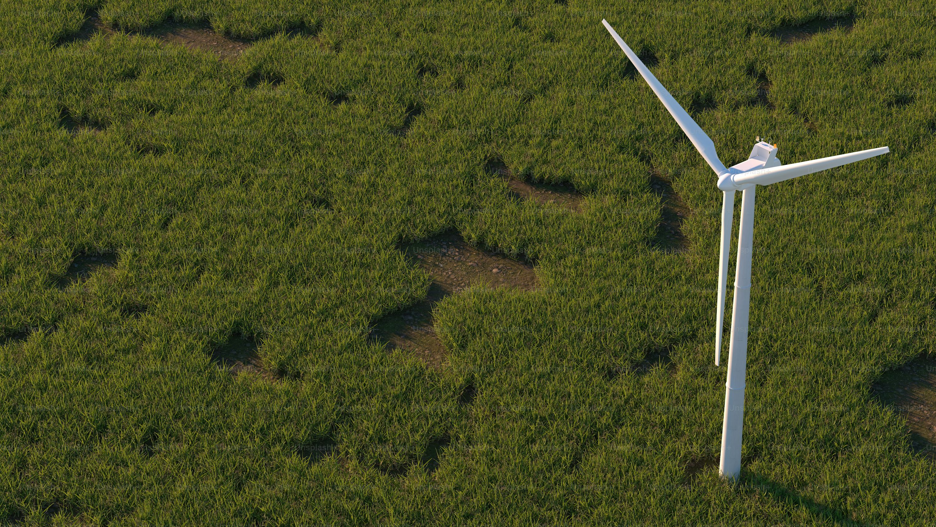 Single wind turbine in a green field
